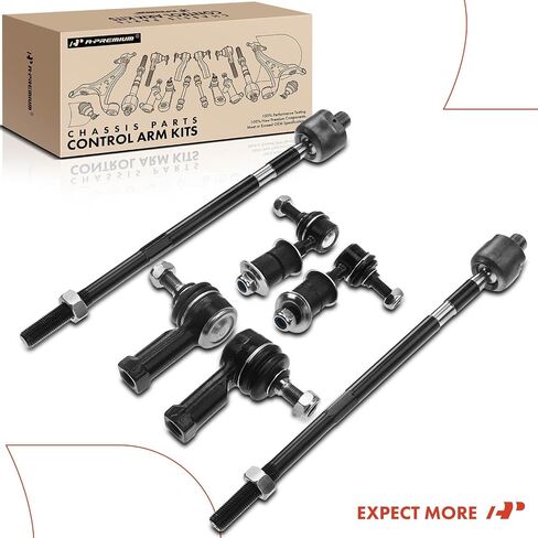 مجموعة A-Premium مكونة من 6 قطع، رابط شريط أمامي، طرف قضيب ربط خارجي داخلي، متوافق مع Mitsubishi Outlander 2003 2004 2005 2006 L4 2.4L in Saudi Arabia