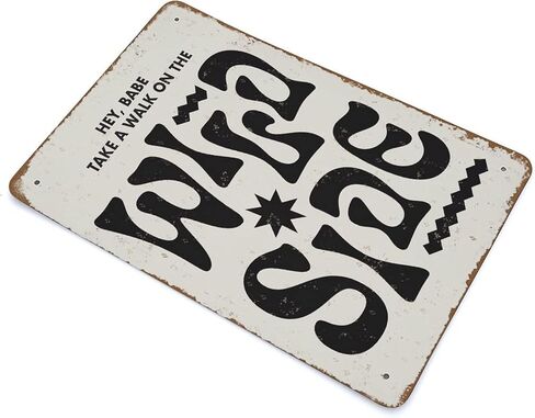 NOMELY خذ نزهة على الجانب البري ريترو السبعينيات ديكور المنزل طباعة إسكندنافية أبيض وأسود كبير الحجم ملصق بالبريد! الجدة القصدير معدن علامة البلاك بار حانة 8 "× 12" in Kuwait