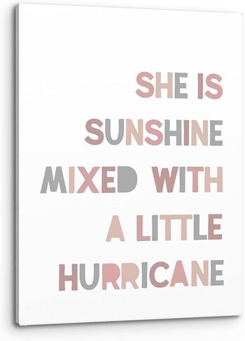 PHAMTE Girls Bedroom Wall Decor,She is Sunshine Mixed with a Little Hurricane Girls Room Wall Art,Sunshine Print Framed Canvas Painting Artwork for Room Bedroom Home Nursery Playroom(11x14 Inch) in Saudi Arabia