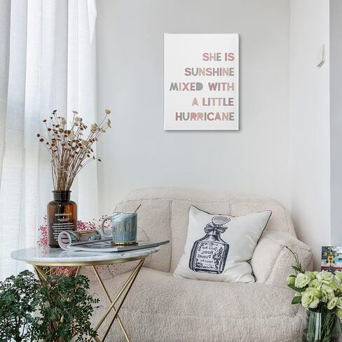 PHAMTE Girls Bedroom Wall Decor,She is Sunshine Mixed with a Little Hurricane Girls Room Wall Art,Sunshine Print Framed Canvas Painting Artwork for Room Bedroom Home Nursery Playroom(11x14 Inch) in Saudi Arabia