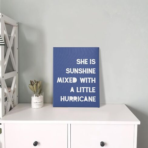 PHAMTE Girls Bedroom Wall Decor,She is Sunshine Mixed with a Little Hurricane Girls Room Wall Art,Sunshine Print Framed Canvas Painting Artwork for Room Bedroom Home Nursery Playroom(11x14 Inch) in Saudi Arabia