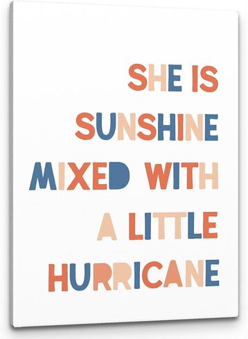 PHAMTE Girls Bedroom Wall Decor,She is Sunshine Mixed with a Little Hurricane Girls Room Wall Art,Sunshine Print Framed Canvas Painting Artwork for Room Bedroom Home Nursery Playroom(11x14 Inch) in Saudi Arabia