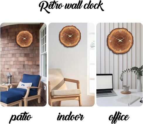 Wood Wall Clock for Living Room Decor - Rustic Wall Clocks Battery Operated 12 Inch - Brown Analog Silent Wall Clock Non Ticking in Saudi Arabia