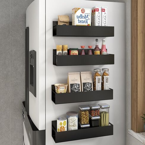 3 Pack Strong Magnetic Spice Rack Set for Refrigerator with Magnetic Memo Board - Magnetic Organizer for Kitchen, Classroom, Office in Kuwait