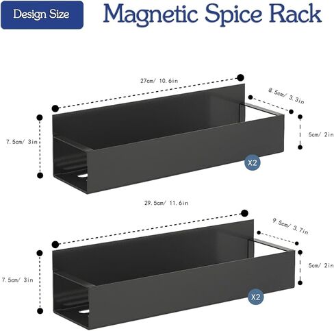 3 Pack Strong Magnetic Spice Rack Set for Refrigerator with Magnetic Memo Board - Magnetic Organizer for Kitchen, Classroom, Office in Kuwait