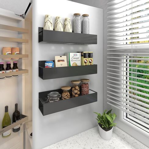 3 Pack Strong Magnetic Spice Rack Set for Refrigerator with Magnetic Memo Board - Magnetic Organizer for Kitchen, Classroom, Office in Kuwait