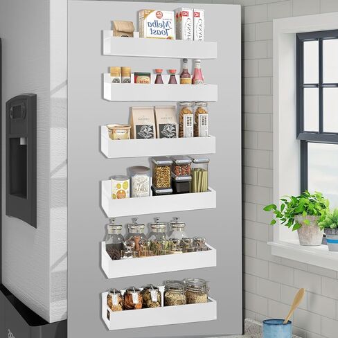3 Pack Strong Magnetic Spice Rack Set for Refrigerator with Magnetic Memo Board - Magnetic Organizer for Kitchen, Classroom, Office in Saudi Arabia
