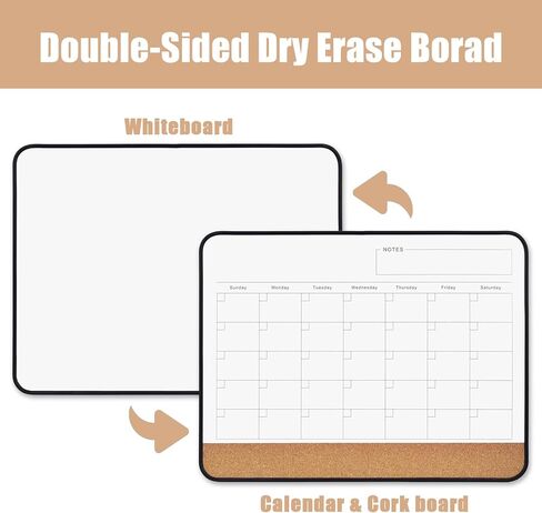 لوحة بيضاء قابلة للمسح الجاف بتقويم شهري، لوحة مسح جافة بسطح مغناطيسي مقاس 17 بوصة × 13 بوصة للجدار، لوحة بيضاء معلقة على الوجهين للمدرسة والمكتب والمطبخ المنزلي (PYL-BK-4333، قطعة واحدة) in Kuwait