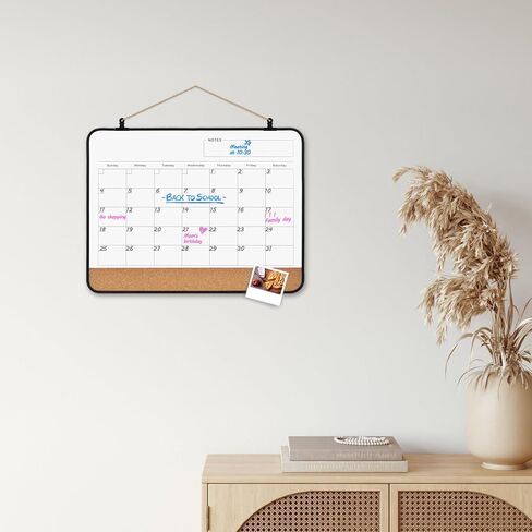 لوحة بيضاء قابلة للمسح الجاف بتقويم شهري، لوحة مسح جافة بسطح مغناطيسي مقاس 17 بوصة × 13 بوصة للجدار، لوحة بيضاء معلقة على الوجهين للمدرسة والمكتب والمطبخ المنزلي (PYL-BK-4333، قطعة واحدة) in Kuwait