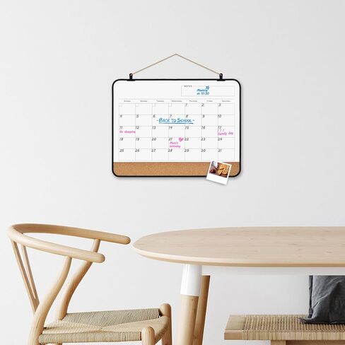 لوحة بيضاء قابلة للمسح الجاف بتقويم شهري، لوحة مسح جافة بسطح مغناطيسي مقاس 17 بوصة × 13 بوصة للجدار، لوحة بيضاء معلقة على الوجهين للمدرسة والمكتب والمطبخ المنزلي (PYL-BK-4333، قطعة واحدة) in Kuwait