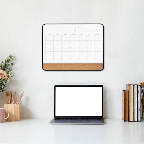 لوحة بيضاء قابلة للمسح الجاف بتقويم شهري، لوحة مسح جافة بسطح مغناطيسي مقاس 17 بوصة × 13 بوصة للجدار، لوحة بيضاء معلقة على الوجهين للمدرسة والمكتب والمطبخ المنزلي (PYL-BK-4333، قطعة واحدة) in Kuwait