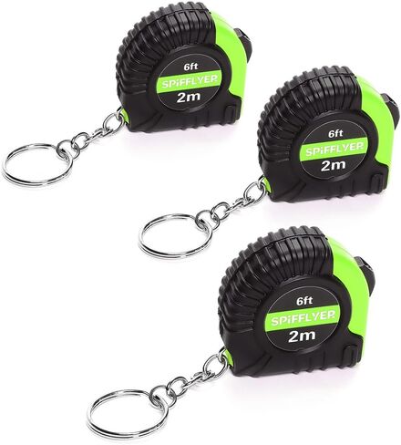 3 pc Small Tape Measure Mini Measuring Tape Keychain 6ft 2M, Green & Black in Saudi Arabia
