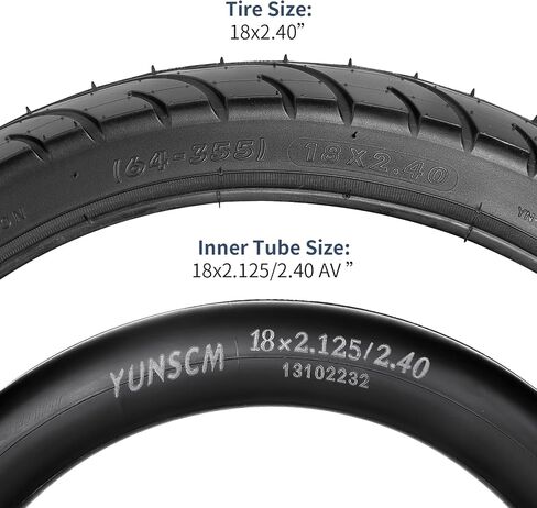YunSCM 18" Bike Tires 18x2.4/64-355 60 TPI and 18" Bike Tubes Schrader Valve with 2 Rim Strips Compatible with 18x2.35 18 x 2.40 Bike/Bicycle Tires and Tubes (Y-1125) in Saudi Arabia