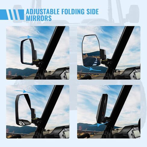 Adjustable Side Rear View Mirrors Compatible with 2014-2024 Polaris Ranger XP 570 900 1000 Crew Deisel Accessories High-Definition folding Side Mirrors 2PCS in Saudi Arabia