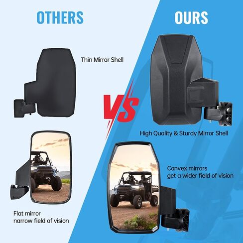 Adjustable Side Rear View Mirrors Compatible with 2014-2024 Polaris Ranger XP 570 900 1000 Crew Deisel Accessories High-Definition folding Side Mirrors 2PCS in Saudi Arabia