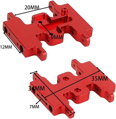 SCX24 Aluminum Alloy Gearbox Mount Transmission Plate Gearbox Base Skid Plate for SCX24 C10 JLU Deadbolt Gladiator Bronco 1/24 Crawler Car Metal Upgrade Parts (red) in Saudi Arabia