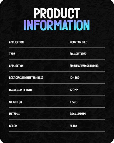 دراجة هوائية جبلية مربعة مستدقة كرانسيت 170 مللي متر 1x كرانسيت ثلاثية الأبعاد من الألومنيوم لسلسلة 104BCD سلسلة واحدة سرعة دراجة السواعد in Kuwait