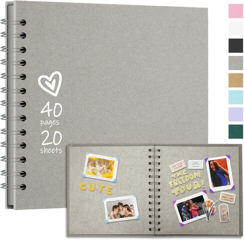 Vienrose DIY ألبوم القصاصات 8x8 بوصة غلاف فني كرافت ورقة قصاصات كتاب ألبومات الصور مع 40 صفحة فارغة لحفل زفاف الطفل، أسود in Kuwait