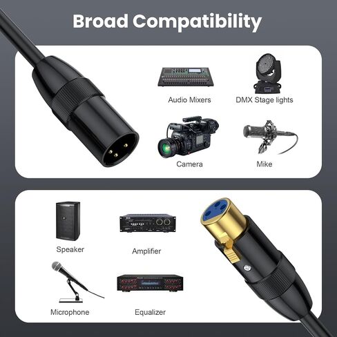 Poyiccot XLR Male to Female Cable 5 Feet, XLR Microphone Cables, Short XLR to XLR Cable, Gold Plated, Oxygen-Free Copper Balanced 3 PIN XLR Microphone Cable for Mic Speaker in Saudi Arabia