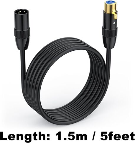 Poyiccot XLR Male to Female Cable 5 Feet, XLR Microphone Cables, Short XLR to XLR Cable, Gold Plated, Oxygen-Free Copper Balanced 3 PIN XLR Microphone Cable for Mic Speaker in Saudi Arabia
