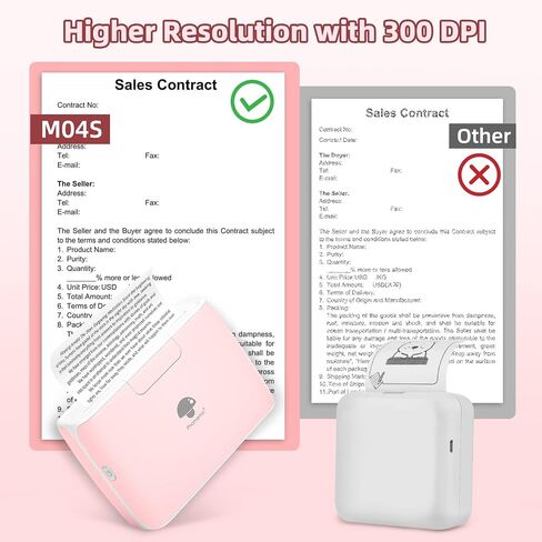 طابعة Phomemo M04S المحمولة - طابعة ملصقات حرارية بدون حبر بلوتوث متوافقة مع iOS وAndroid لطباعة المستندات والملاحظات والملاحظات وLaebl بدقة 300 نقطة في البوصة، ودعم عرض الورق 53/80/110 مم، وردي in Saudi Arabia