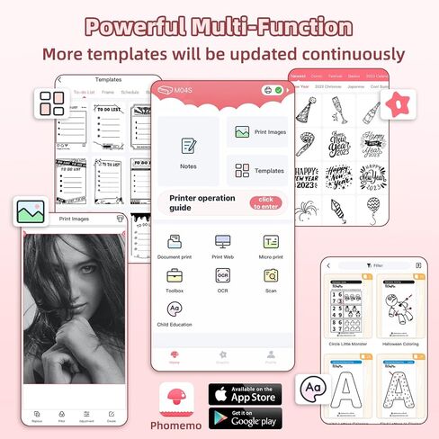 طابعة Phomemo M04S المحمولة - طابعة ملصقات حرارية بدون حبر بلوتوث متوافقة مع iOS وAndroid لطباعة المستندات والملاحظات والملاحظات وLaebl بدقة 300 نقطة في البوصة، ودعم عرض الورق 53/80/110 مم، وردي in Saudi Arabia