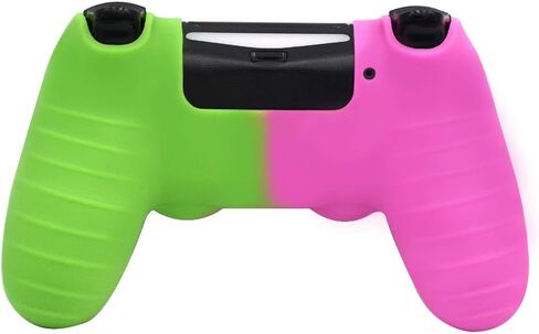 Anti-Slip Silicone with Dots on Hand Grip Skin Set, Protect for PlaySation 4 Controller (Alias Wireless DualShock 4), which 1pcs PinkGreen Controller Skin + 8pcs Thumb Grip Caps in Saudi Arabia