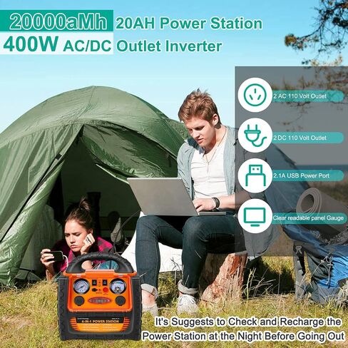 FlyAuto 1400 Peak Amp 12V Car Battery Jump Starter with Air Compressor 260 PSI Tire Inflator,Portable Power Station 110V 400 Watt Inverter with AC/DC/USB Outlets in Kuwait