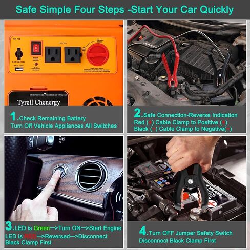 FlyAuto 1400 Peak Amp 12V Car Battery Jump Starter with Air Compressor 260 PSI Tire Inflator,Portable Power Station 110V 400 Watt Inverter with AC/DC/USB Outlets in Kuwait