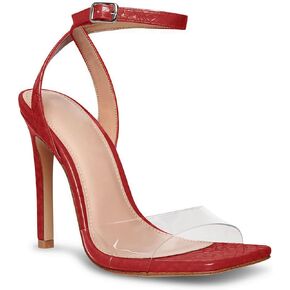 Coutgo Womens Clear Heels Sandals Square Toe Ankle Strap Sexy High Heeled Stiletto Dress Shoes