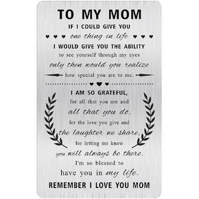 Mom Card from Son - Gifts for Mom from Son - Mothers Day Card for Mother from Son - To My Mom Christmas Engraved Wallet Card Inserts