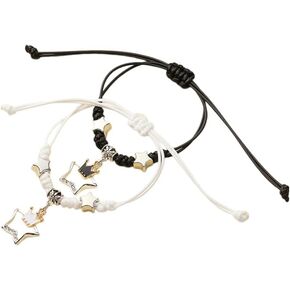 Pingyongchang Couple Matching Bracelets Set, Valentines Long Distance Relationship Gifts Star Y2k Pentagram Bohemian Handmade Braided Adjustable Drawstring Bff Friendship Promise Gift For Women Men