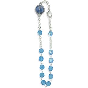 Vatican Imports Crystal One Decade Rosary Bracelet (Aqua)
