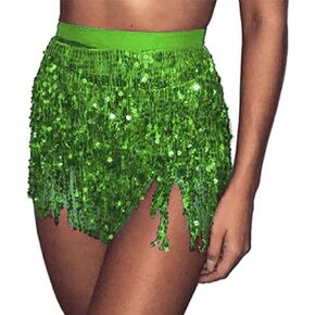 RELBCY Belly Dance Hip Skirt Sequins Fringe Skirt Tassel Hip Scarf Rave Skirt for Women and Girls