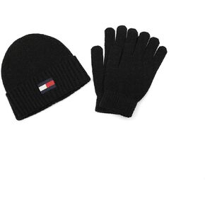 Tommy Hilfiger Men's Emboidered Flag Watch Cap and Glove Set, Black in Saudi Arabia