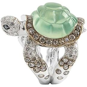 Cute Turtle Rings Cubic Zirconia Statement for Women Girls Men Personalized Animal CZ Crystal Knuckle Middle Finger Band Fashion Jewelry Gifts Birthday Bff Christmas