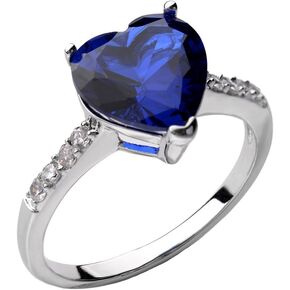 White Gold Plated Titanic Heart of the Ocean Blue Cubic Zirconia Ring Fashion Jewelry