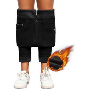 Women's Fleece Lined Jeans Thick Flannel Lined Jeans High Waisted Stretch Skinny Warm Winter Denim Pants