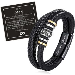 To My Man Infinity Bracelet Gifts for Men, Valentines Husband Birthday Christmas Anniversary Boyfriend Gift from Wife Girlfriend with I Love You Forever And Always