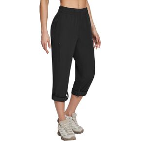 BALEAF Women's Hiking Waterproof Pants UPF Roll UP Convertible Capri Pant Quick Dry Zipper Pockets Travel Fishing