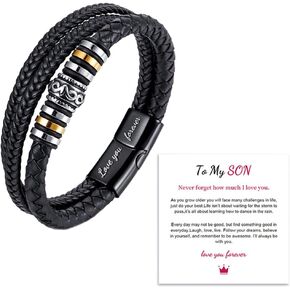 To My Man Bracelet Personalized Infinity Bracelets from Wife I Love You Forever and Always Bracelet for Husband Boyfriend Mens Braided Leather Bracelets Valentine Christmas Gifts