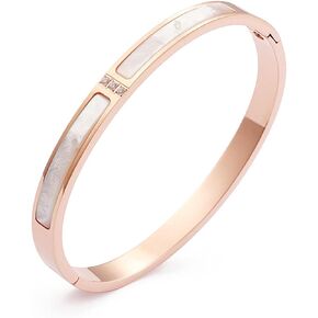 Classic Enamel Bangle Bracelet, Cubic Zircon Cuff Bracelet Gold Bracelets for Women Enamel Tile Bracelet Wrap Hinged Pearl Bracelet Black…