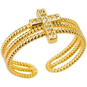 BlingNuts Gold Cross Butterfly Ring for Women Girls Christmas Family Friends Adjustable Pendant Gift Love Anniversary Birthday