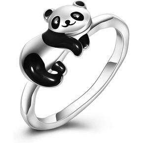 ONEFINITY Panda Rings Gifts for Girls Sterling Silver Panda Rings Cute Animal Panda Jewelry for Mom Sister Women