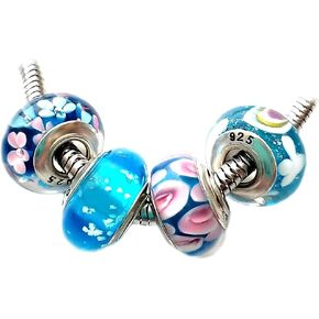 New Set of 4 Handmade Murano Glass Charm Bead for Charms Bracelets Style#1113