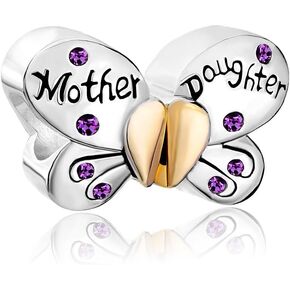 CharmSStory Sterling Silver Butterfly Mother Daughter Charm Jan-Dec For Bracelet