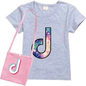 Summer Sportswear TIC TOC Girls T-Shirt Round Neck top with Bag for Kids