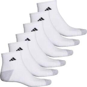 adidas Men's CUSHIONED AEROREADY SOCKS, White / Grey, 6-12