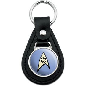 GRAPHICS & MORE Star Trek Science Shield Black Leather Keychain