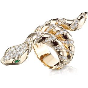 14k Gold Snake Ring for Women Snake Snake Ring Animal Vintage Ring Stacking Statement Rings with Finest Cubic Zirconia Rhinestone Snake Rings CZ Snake Finger Ring Jewelry for Women Size 8